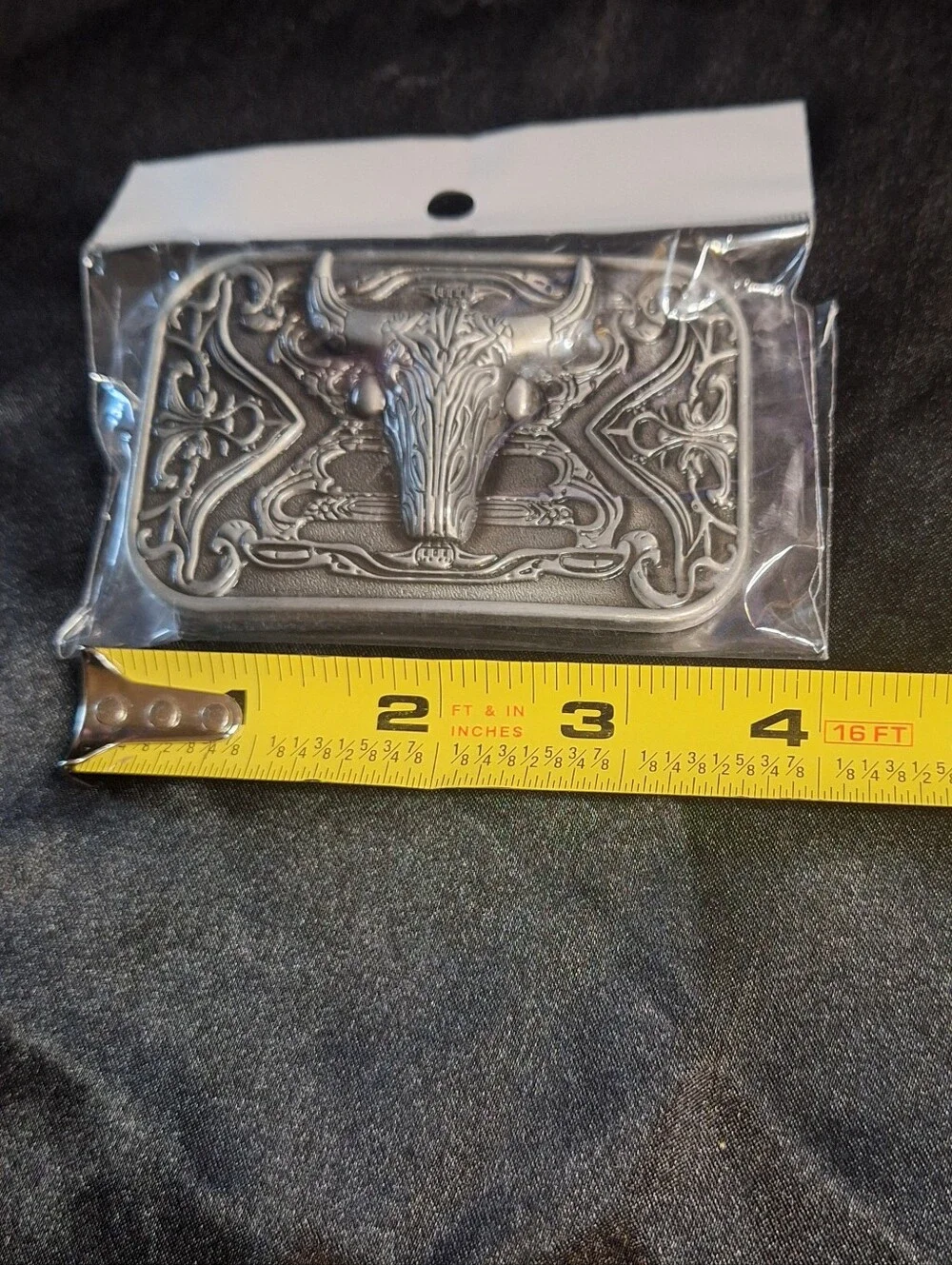 New Metal Belt Etched Buckle~Bull~Skull~Longhorn~Western